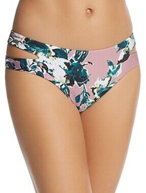 Splendid Watercolor Floral Pink Reversible Keyhole Bikini Bottom Size S NEW
